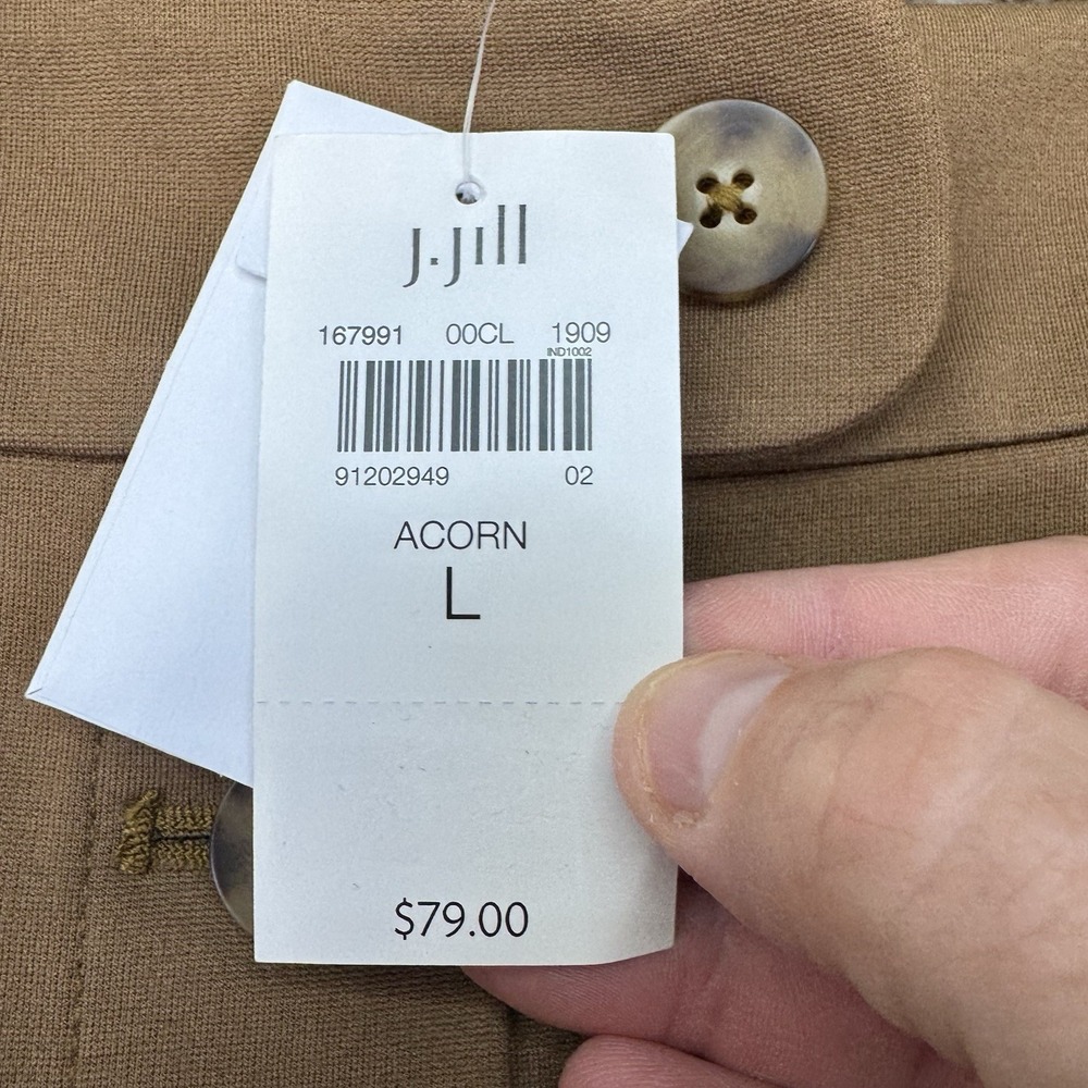 NEW J. Jill Ponte Skirt Women's Large Knee Length Skirt Acorn Brown Button Up - Picture 4 of 15